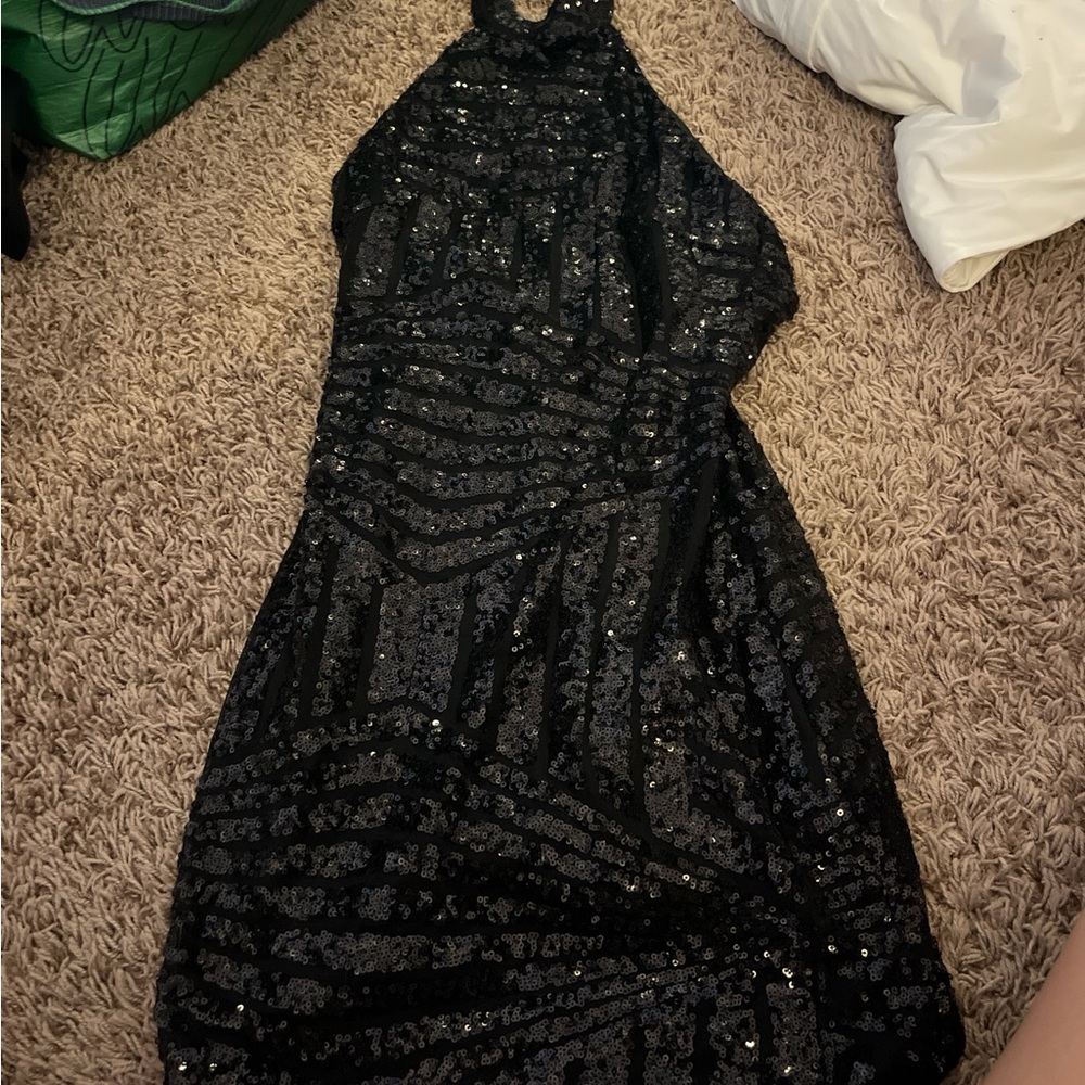 Elegant Black Sequin Dress